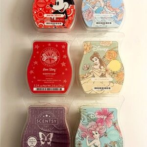 Scentsy Disney Collection Wax Bars - Mickey Cinderella Belle Ariel Mermaid